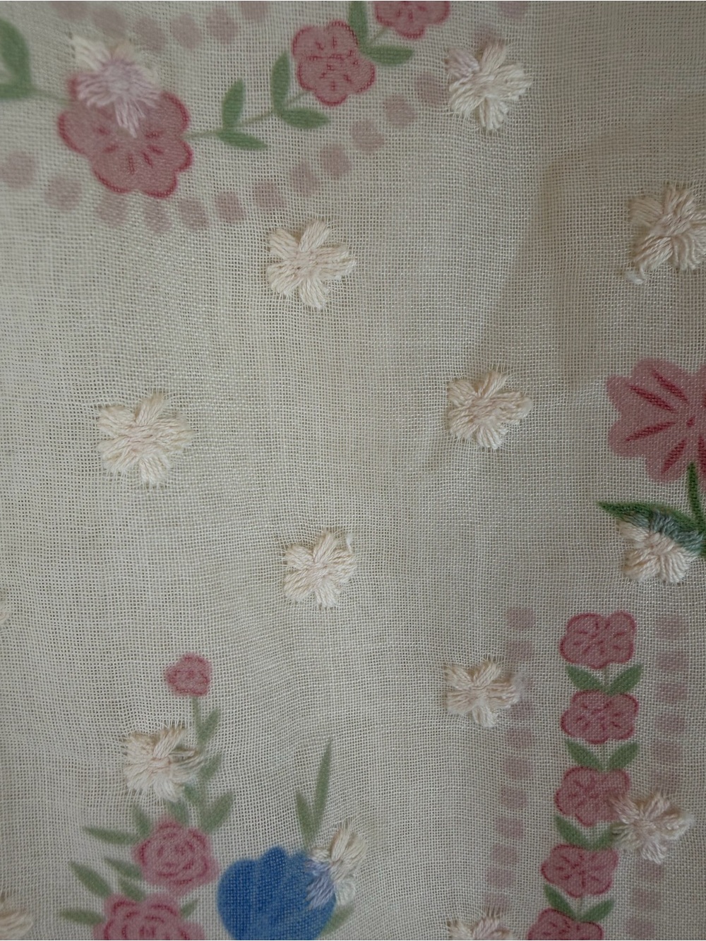&Merci Cream Floral Sleeveless Blouse with Scalloped Trim Size medium - Picture 5 of 7
